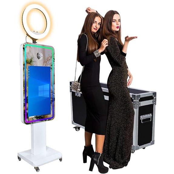 Portable Mirror Photo Booth with Touchscreen and Ring Light