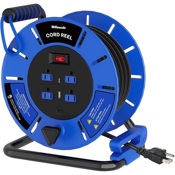 Retractable Extension Cord Reel with USB Ports