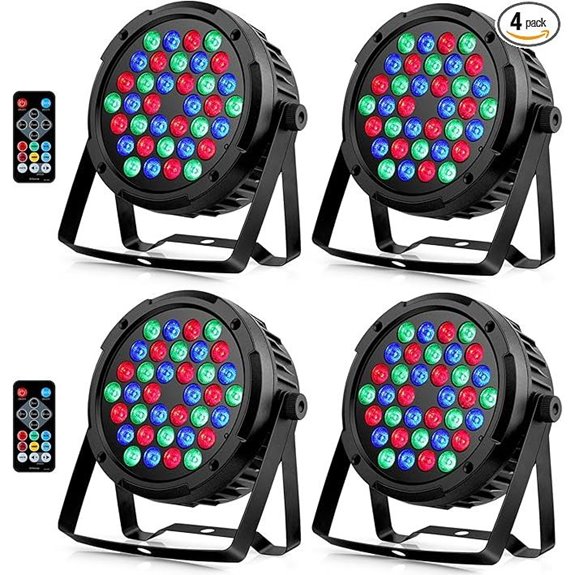 36LED RGB Par Lights 4 Pack with Remote and DMX