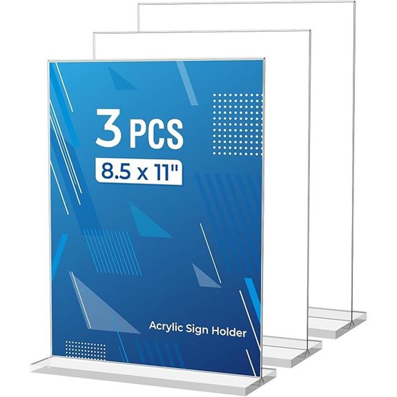 3 Pack Acrylic Sign Holders for 8.5 x 11 Inches