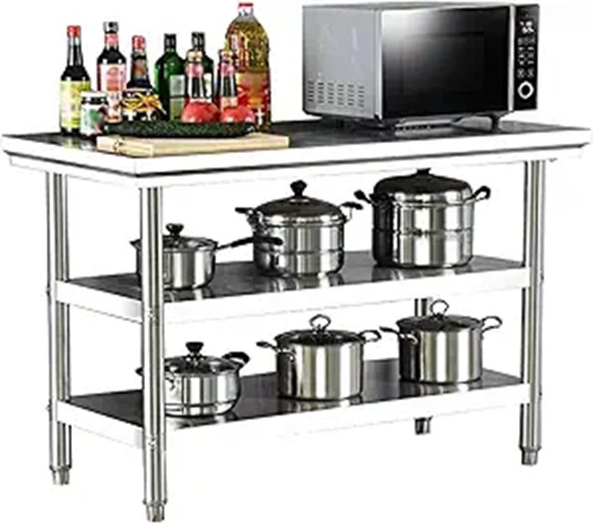 Stainless Steel Commercial Kitchen Prep Table with Shelves