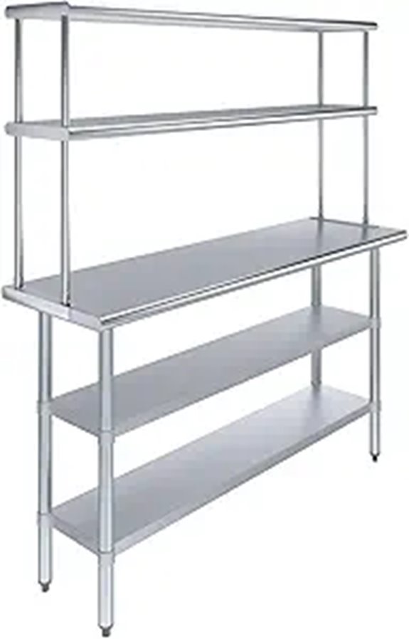 Stainless Steel Work Table with Shelves and Overshelf