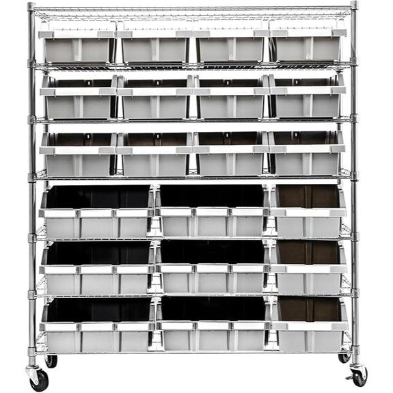 Seville Classics NSF Steel Bin Rack with 21 Bins