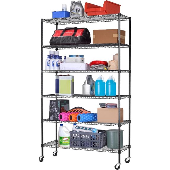 Heavy-Duty 6-Shelf Wire Storage Rack with Casters