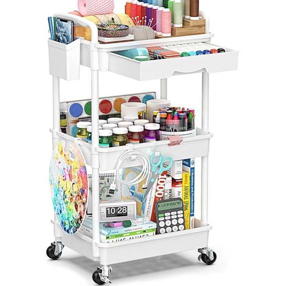 3-Tier Rolling Storage Cart with Lockable Wheels