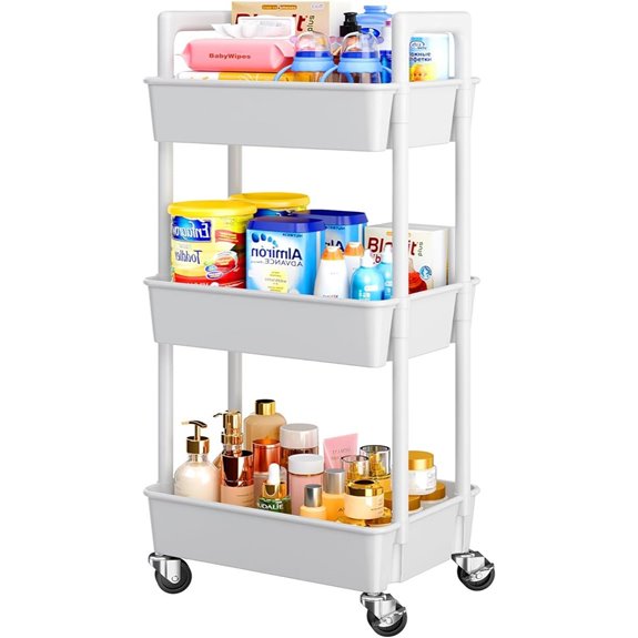 Pipishell 3-Tier Rolling Cart with Lockable Wheels