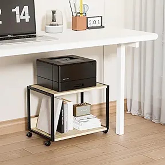VINGLI 2-Tier Rolling Printer Stand with Storage