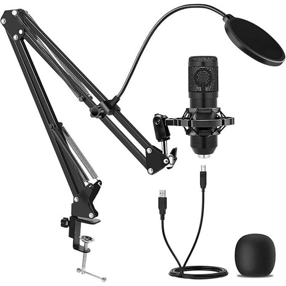 GUHUS USB Condenser Microphone with Boom Arm Stand