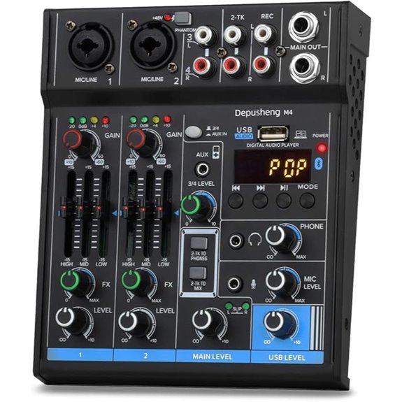 Depusheng M4 4-Channel USB Digital Audio Mixer