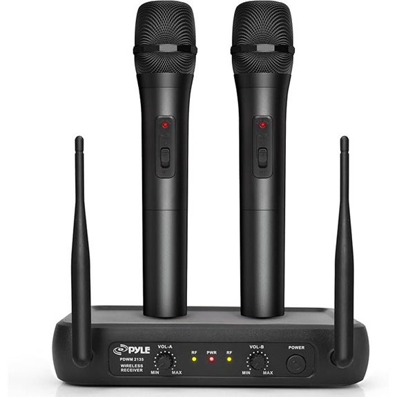Pyle VHF Wireless Microphone System with Two Mics
