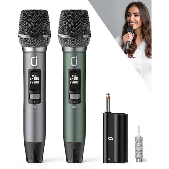 Wireless UHF Dual Microphone System for Karaoke and Events